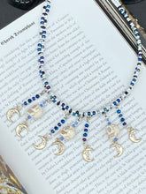 Load image into Gallery viewer, Witchy Smiling Crescent Moons Choker Style Necklace, Tiny Skull Misfits Jewelry, Dark Goth, Dia De Los Muertos Calavera, Day Of The Dead, Celestial

