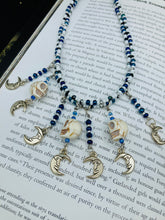 Load image into Gallery viewer, Witchy Smiling Crescent Moons Choker Style Necklace, Tiny Skull Misfits Jewelry, Dark Goth, Dia De Los Muertos Calavera, Day Of The Dead, Celestial
