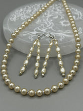 Load image into Gallery viewer, Gold Toned Faux Pearls Beaded Necklace, Shabby Chic, Boho Chic, Nature Inspired
