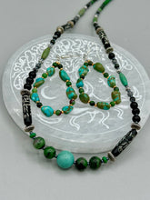 Load image into Gallery viewer, Natural Ruby Zoisite, Snowflake And Black Obsidian Stone Hand Beaded Necklace
