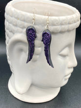 Load image into Gallery viewer, Dark Purple Angel Wings Earrings - Polymer Clay
