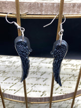 Load image into Gallery viewer, Dark Goth Blue Crystal Pendant And Black Glass Beaded Necklace, Witchy Jewelry
