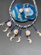 Load image into Gallery viewer, Witchy Smiling Crescent Moons Choker Style Necklace, Tiny Skull Misfits Jewelry, Dark Goth, Dia De Los Muertos Calavera, Day Of The Dead, Celestial
