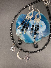 Load image into Gallery viewer, Crescent Moon And Stars Adjustable Necklace, Whimsical Fairy Princess, Witchy Celestial Astrology, Luna Lovers, Stardust
