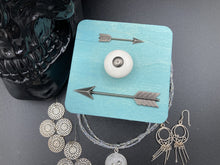 Load image into Gallery viewer, Survived 2020 Keepsake Box, Silver Arrows Wood Keepsake Box, Steampunk Inspired Metal Clock Gears Small Trinket Box

