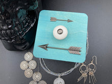 Load image into Gallery viewer, Survived 2020 Keepsake Box, Silver Arrows Wood Keepsake Box, Steampunk Inspired Metal Clock Gears Small Trinket Box

