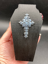 Load image into Gallery viewer, Vintage Inspired Wood Coffin Ring Box or Jewelry Box And Spooky But Cute VooDoo Doll
