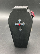 Load image into Gallery viewer, Vintage Inspired Wood Coffin Ring Box or Jewelry Box And Spooky But Cute VooDoo Doll
