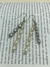 Load image into Gallery viewer, White And Gray Baroque Pearls And Silver Glass Beaded Earrings, Shabby Chic, Boho Chic, Nature Inspired
