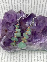 Load image into Gallery viewer, Green Aventurine Chip Beaded Earrings, Hippie Vibe, Shabby Chic, Boho Chic, Nature Inspired, Bohemian
