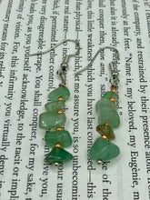 Load image into Gallery viewer, Green Aventurine Chip Beaded Earrings, Hippie Vibe, Shabby Chic, Boho Chic, Nature Inspired, Bohemian
