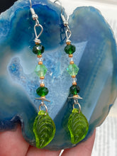 Load image into Gallery viewer, Whimsical Green Beaded Earrings, Hippie Vibe, Shabby Chic, Boho Chic, Nature Inspired, Bohemian
