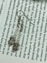 Load image into Gallery viewer, Shimmery Aqua Blue Faceted Glass Beaded Necklace, Bohemian Style Jewelry, Draped Necklace, Shabby Chic, Mermaid
