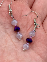 Load image into Gallery viewer, Genuine Natural Stone Rose Quartz Necklace, Light Purple Glass Beaded Princess Style Necklace, Hippie Nature Lovers Necklace
