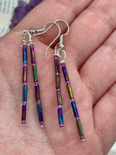 Load image into Gallery viewer, Long Beaded Tube Earrings, Boho Earrings, Seed Bead Earrings, Hippie Vibe, Bohemian
