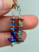 Load image into Gallery viewer, Blue Lapis Stone Chip Beaded Earrings, Hippie Vibe, Shabby Chic, Boho Chic, Nature Inspired, Bohemian
