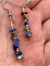 Load image into Gallery viewer, Blue Lapis Stone Chip Beaded Earrings, Hippie Vibe, Shabby Chic, Boho Chic, Nature Inspired, Bohemian
