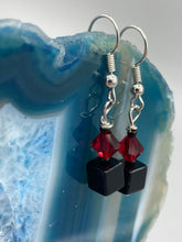 Load image into Gallery viewer, Vampire Goth Black and Red Choker Style Necklace, Cocktail Chic Necklace, Victorian Style Draped Necklace
