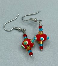 Load image into Gallery viewer, Southwest Style Inspired Adjustable Choker Beaded Necklace, Turquoise And Red Glass Beads, Teardrop Silver Plated Pendant

