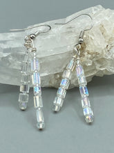 Load image into Gallery viewer, Genuine Natural Stone Rose Quartz And Iridescent Glass Beaded Princess Style Necklace, Hippie Nature Lovers Necklace
