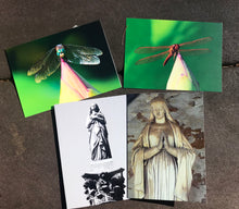 Load image into Gallery viewer, Assortment Of Cemetery Angel Fine Photography And Vibrant Colors Dragonfly  Art Note Cards
