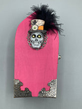 Load image into Gallery viewer, Misfit Small Wood Coffin Ring Box, Gothic Vintage Evil Carnival Ringleader, Calavera De La Muerte

